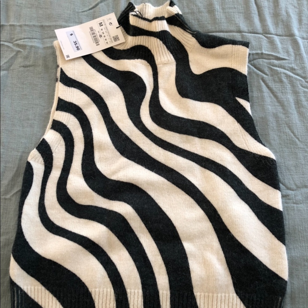 Zara Black and White Striped Tank Top